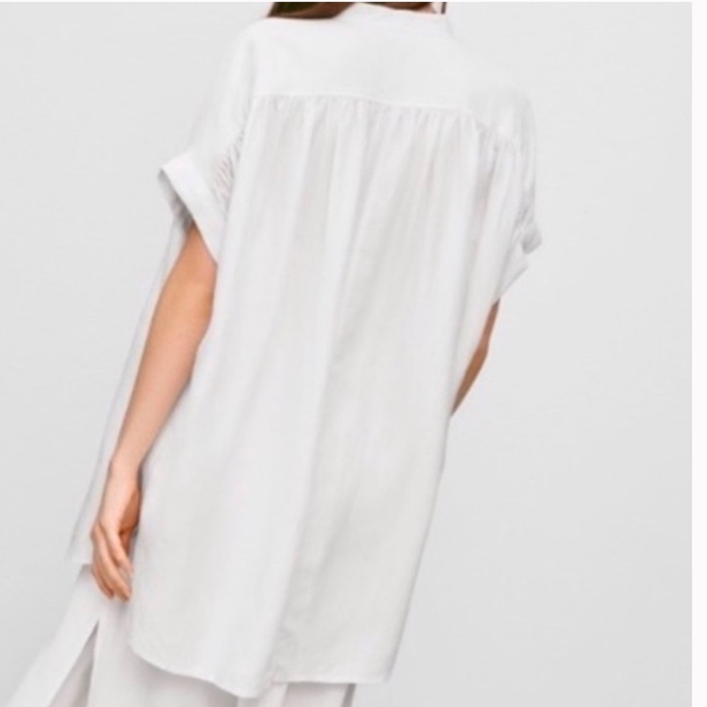 ARITZIA | WILFRED WHITE BERTILLON OVERSIZED BUTTON UP BLOUSE TUNIC LINEN-LIKE - Picture 9 of 13